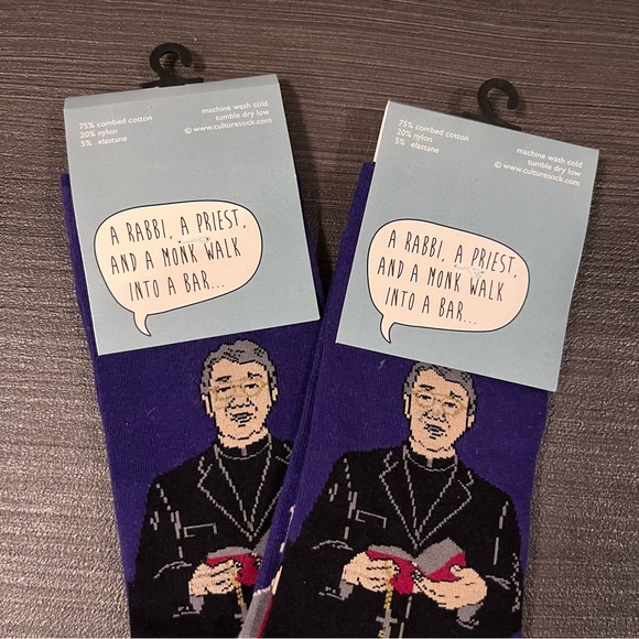 Culture sock a rabbi, a priest, and a monk three socks set, 2 sets size 9-11 - Picture 2 of 4
